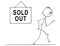 Cartoon of Angry Man Walking From Sold Out Shop or Store