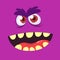 Cartoon angry monster face. Vector Halloween  monster scared