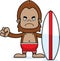 Cartoon Angry Surfer Sasquatch