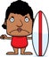 Cartoon Angry Surfer Woman