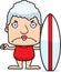 Cartoon Angry Surfer Woman