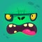 Cartoon angry zombie face. Vector zombie monster square avatar.