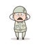 Cartoon Anguished Army Man Face Expression Vector Illustration