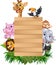 Cartoon animal africa with wooden sign