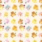 Cartoon animal Afternoon Tea time seamless pattern