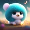 A cartoon animal with blue hair- Ai Generated