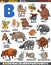 cartoon animal characters for letter B educational set