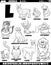 cartoon animal characters for letter L set coloring page