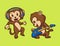 Cartoon animal design monkey listening to music and playing guitar cute