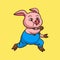 Cartoon animal design running pig