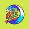 Cartoon animal design turtle surfing