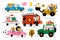 Cartoon animal drivers. Cute baby motorist characters, funny kids vehicles. Ambulance, fire engine and police, excavator