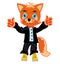 Cartoon animal fox in fashionable suit and shoe