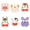 Cartoon animal head set