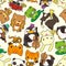 Cartoon animal play music seamless pattern