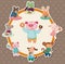 Cartoon animal tea time card