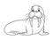 Cartoon Animal Walrus. illustration. For pre school education, kindergarten and kids and children. Coloring page and books, zoo to