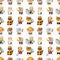 Cartoon animal worker seamless pattern