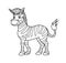 Cartoon Animal Zebra. illustration. For pre school education, kindergarten and kids and children. Coloring page and books, zoo top