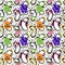 Cartoon animals carnival seamless penguin and pumpkins and frogs and strawberry pattern for wrapping paper