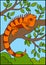 Cartoon animals. Cute orange iguana.