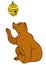 Cartoon animals for kids. Cute brown bear looks at the beehive.