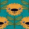 Cartoon animals seamless lion and flower pattern for kids clothes print and accessories and wrapping paper