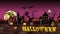 Cartoon animation Halloween scene with animated text Halloween.