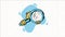 Cartoon animation icon searching magnifying glass shape