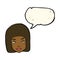 cartoon annoyed female face with speech bubble