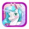 Cartoon app icon with cute unicorn face.