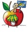 Cartoon apple worm makes a garage sale vector