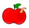 Cartoon apple with worm vector symbol icon design. illustration on white background
