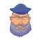 Cartoon Ð¡aptain sailor face with Beard and Cap. Vector