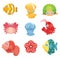 Cartoon aquatic animal set