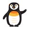 Cartoon arctic penguin with raised wing, vector