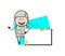 Cartoon Army Man with Ad Banner Vector Illustration