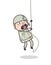 Cartoon Army Man Climbing Rope in Training Vector Illustration
