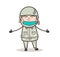 Cartoon Army Man with Pollution Face Mask Vector Illustration