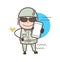 Cartoon Army Man Showing Smartphone Vector Illustration