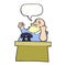 cartoon arrogant boss man with speech bubble