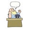 cartoon arrogant boss man with speech bubble