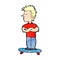 cartoon arrogant boy on skateboard