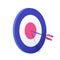 Cartoon arrow exactly on target vector graphic illustration. Hitting goal, successful business strategy result isolated