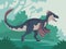Cartoon art illustration velociraptor with dangerous claws