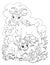 Cartoon art with mother goat and baby goat for coloring