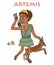 Cartoon Artemis Greek Goddess