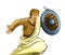 cartoon artistic scene with roman or greek ancient character warrior or gladiator on white background - illustration for children