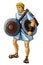 cartoon artistic scene with roman or greek ancient character warrior or gladiator on white background - illustration for children