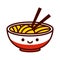Cartoon Asian Noodles Emoji Icon Isolated